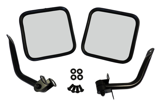 Gloss Black Mirror Kit for 1976-1995 Jeep CJ-5, CJ-7, CJ-8, & YJ Wrangler RT Off Road