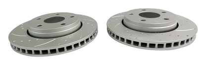 Front High Performance Cross Drilled & Slotted Rotor Set for 07-18 Jeep JK RT Off Road