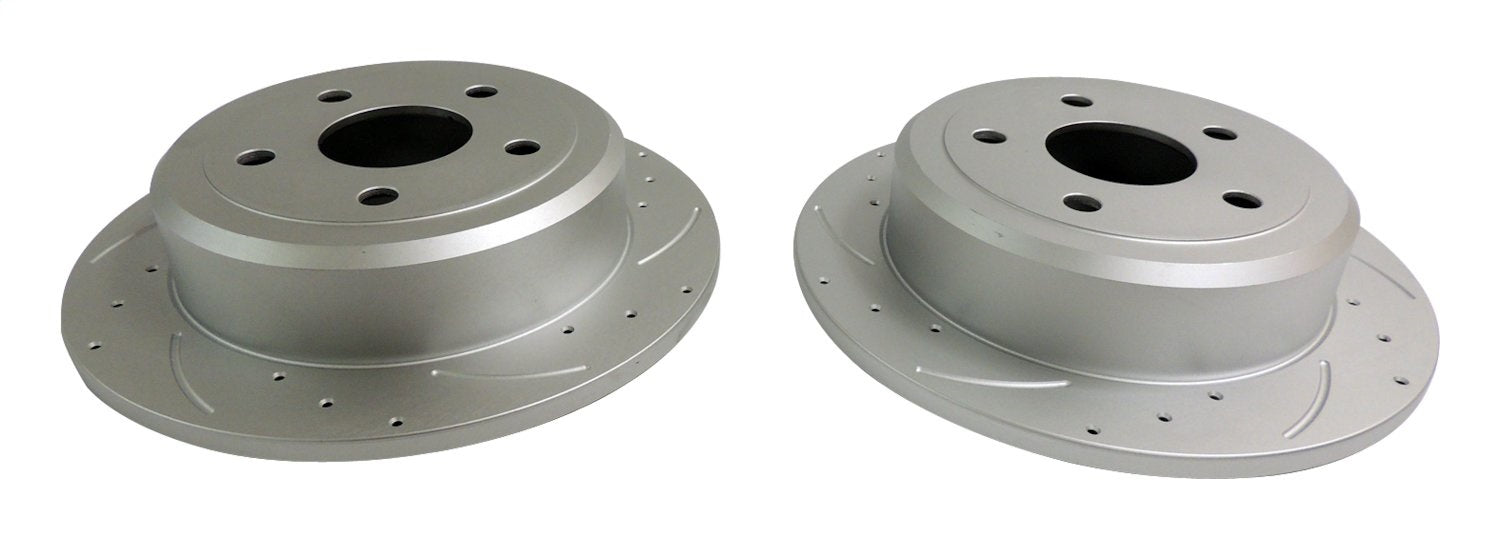Rear High Performance Rear Cross Drilled & Slotted Rotor Set for 07-18 Jeep JK RT Off Road