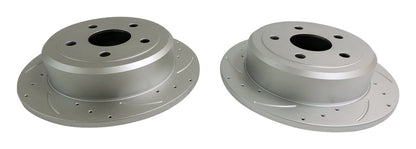 Rear High Performance Rear Cross Drilled & Slotted Rotor Set for 07-18 Jeep JK RT Off Road