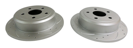 Rear High Performance Rear Cross Drilled & Slotted Rotor Set for 07-18 Jeep JK RT Off Road
