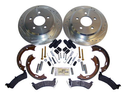 Rear Performance Brake Kit for Jeep ZJ, ZG, Drilled & Slotted Rotors & Hardware RT Off Road