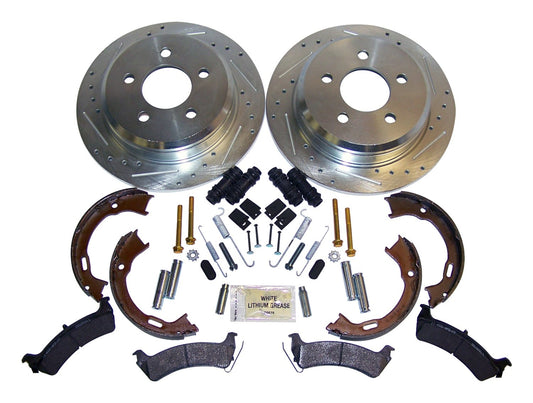 Rear Performance Brake Kit for Jeep ZJ, ZG, Drilled & Slotted Rotors & Hardware RT Off Road