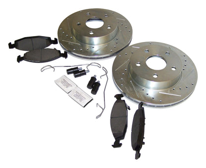 Front Performance Brake Kit for 2001-2002 WG (Europe) Grand Cherokee Drilled & Slotted Rotors & Hardware RT Off Road