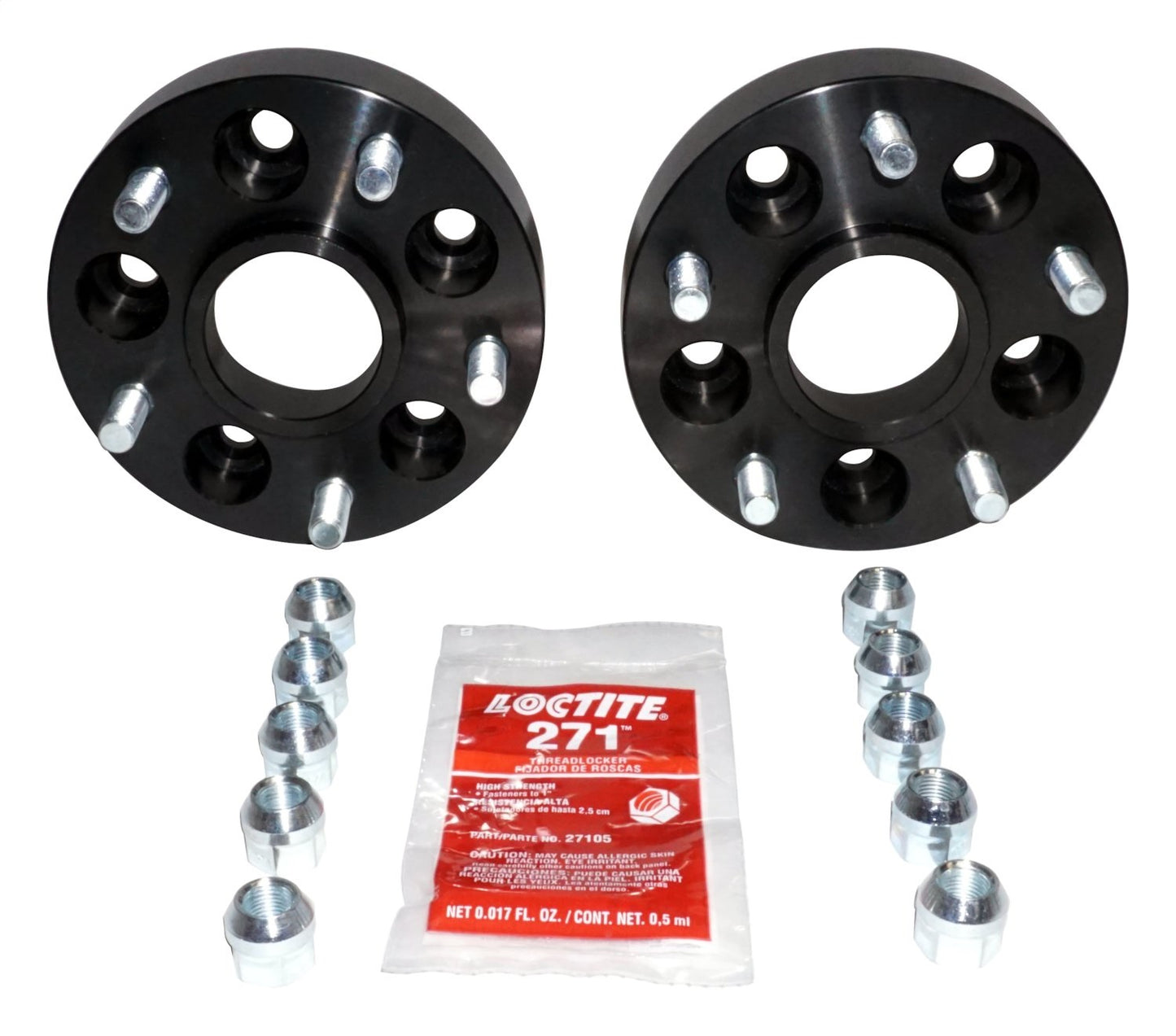Wheel Adapter 2008-2012 KK Liberty 2 Wheel Adapters And 10 Nuts 1-1/2 Inch Thick Adapts 5 On 4.5 Inch To 5 On 5 in. Black Anodized RT Off Road
