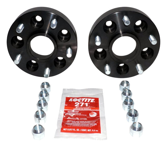 Wheel Adapter 2008-2012 KK Liberty 2 Wheel Adapters And 10 Nuts 1-1/2 Inch Thick Adapts 5 On 4.5 Inch To 5 On 5 in. Black Anodized RT Off Road