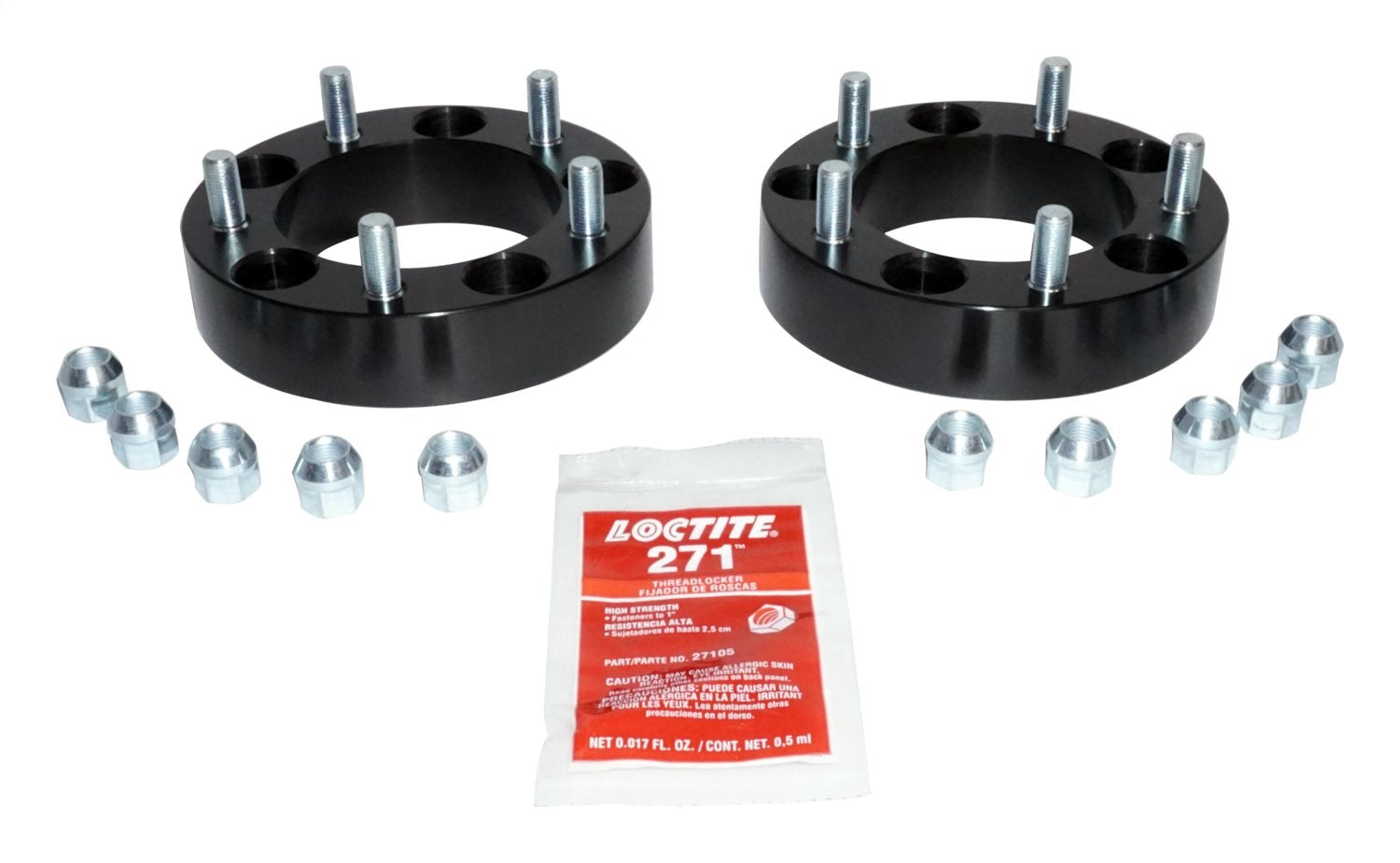 Wheel Spacer 1981-1986 CJ-8 2 Wheel Spacers And 10 Nuts 1-1/2 Inch Thick 5 On 5.5 Inch Bolt Pattern Black Anodized RT Off Road