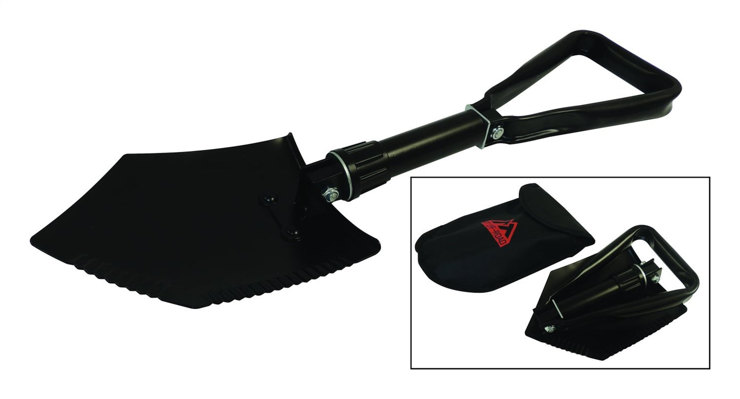 Shovel Collapses To 9 Inch From 23 Inch For Portable Stowage Black Powder Coat Finish Serrated Edge For Cutting RT Off Road