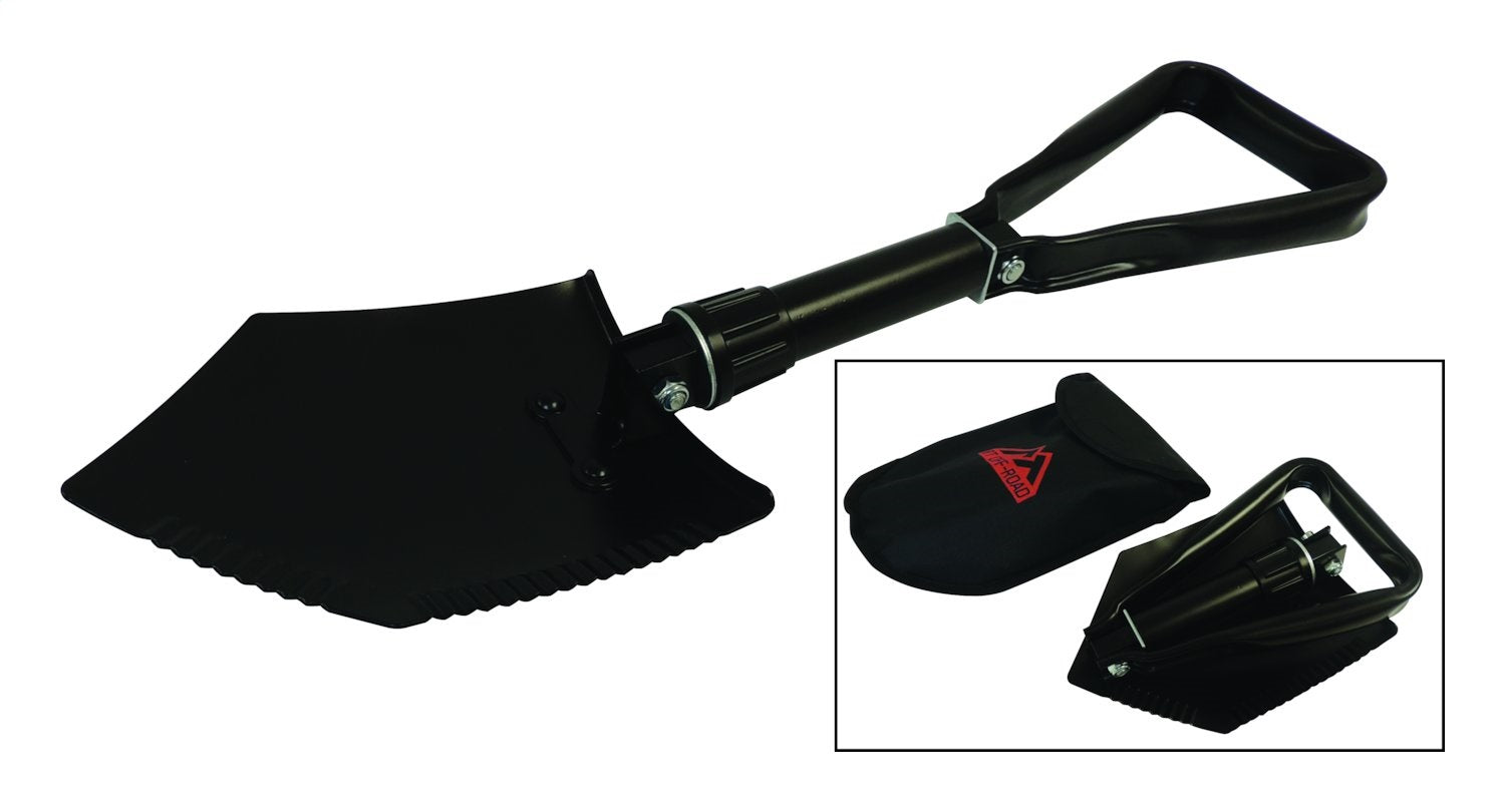 Shovel Collapses To 9 Inch From 23 Inch For Portable Stowage Black Powder Coat Finish Serrated Edge For Cutting RT Off Road
