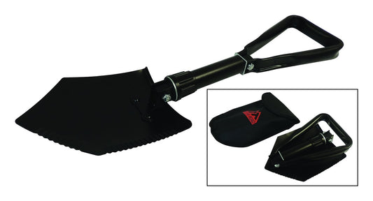 Shovel Collapses To 9 Inch From 23 Inch For Portable Stowage Black Powder Coat Finish Serrated Edge For Cutting RT Off Road