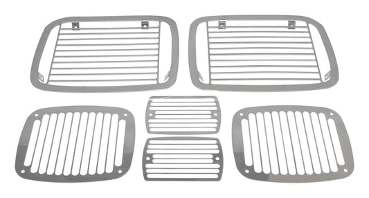 Headlight / Tail Light Guard Set 1987-1995 YJ Wrangler Billet Stainless Steel RT Off Road