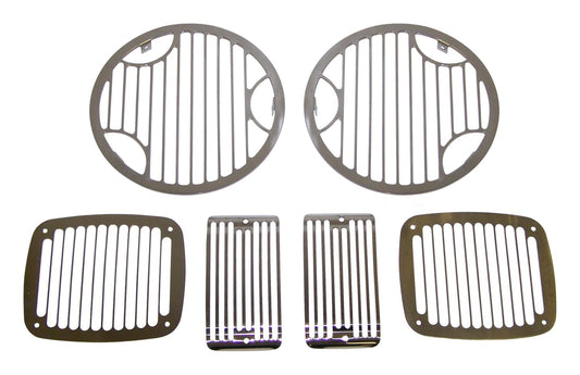 Headlight / Tail Light Guard Set 1997-2006 TJ Wrangler Headlamp/Tail Lamp/Turn Signal Guards Billet Stainless Steel RT Off Road