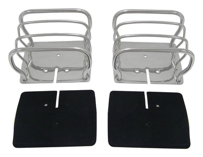 L,R Stainless Steel Euro Tail Lamp Guards for 76-86 CJ-7, CJ-8, YJ, TJ Wrnglrs RT Off Road