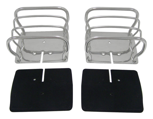 L,R Stainless Steel Euro Tail Lamp Guards for 76-86 CJ-7, CJ-8, YJ, TJ Wrnglrs RT Off Road