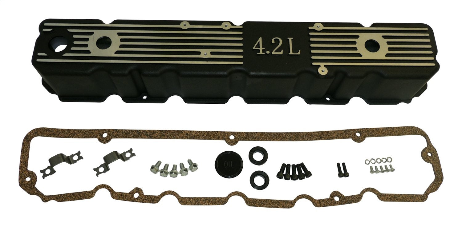 Black Aluminum Valve Cover Kit for 81-86 Jeep CJs, SJ, J-Series w/ 4.2L Engine RT Off Road