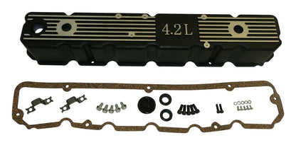 Black Aluminum Valve Cover Kit for 81-86 Jeep CJs, SJ, J-Series w/ 4.2L Engine RT Off Road