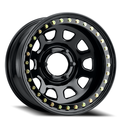 Aluminum 15x10 Black Daytona RT51 Gloss Black Beadlock Raceline Wheels-2