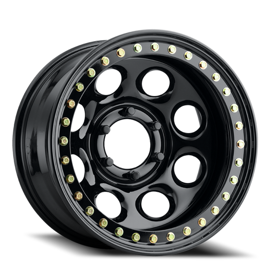 Aluminum 15x8 Rock 8 RT81 Gloss Black Beadlock Raceline Wheels-1