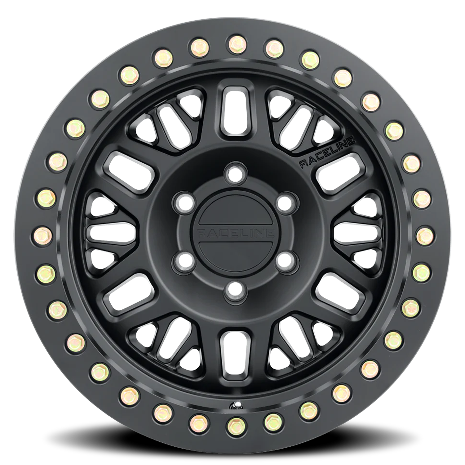 Raceline Wheels Aluminum Wheels 17x9 Ryno Cast Beadlock RT951B Satin Black Black Beadlock Ring Raceline Wheels