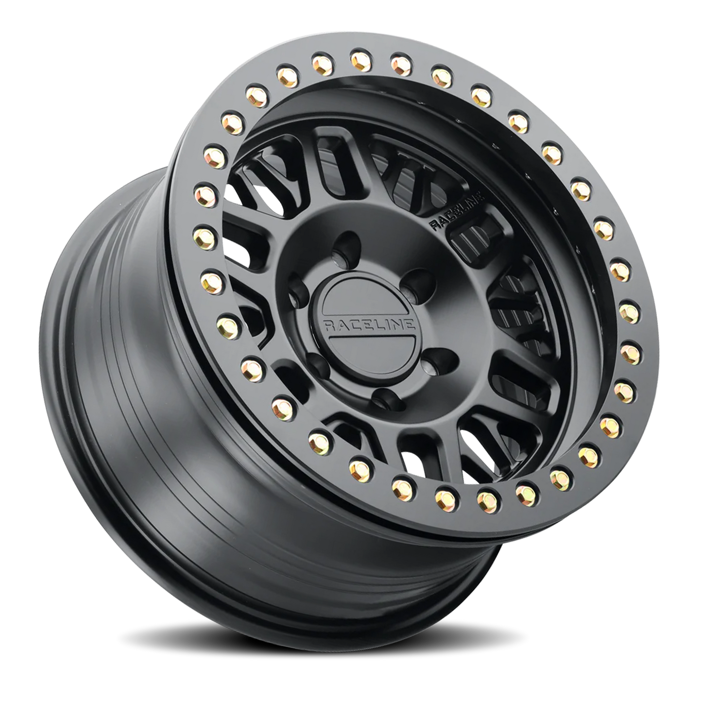 Raceline Wheels Aluminum Wheels 17x9 Ryno Cast Beadlock RT951B Satin Black Black Beadlock Ring Raceline Wheels