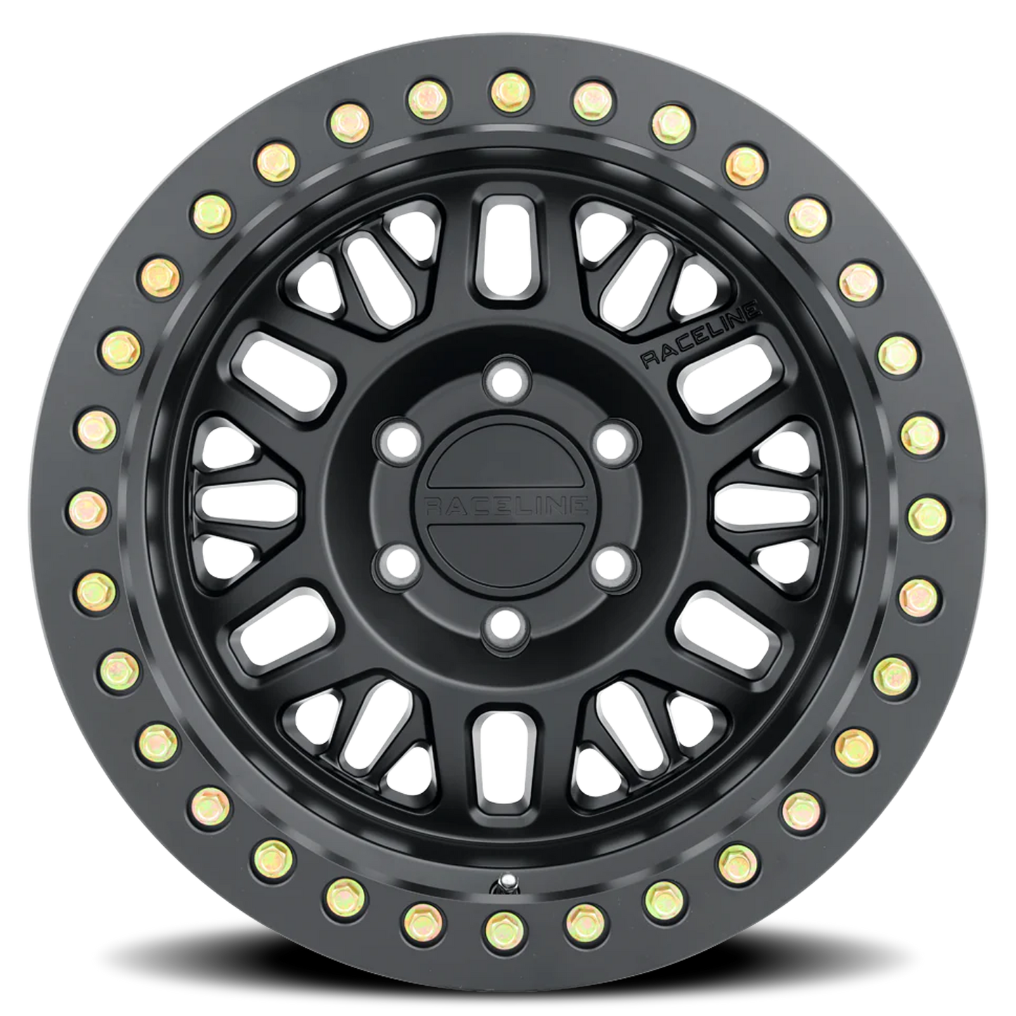 Raceline Wheels Aluminum Wheels 17x9 Ryno Cast Beadlock RT951B Satin Black Black Beadlock Ring Raceline Wheels