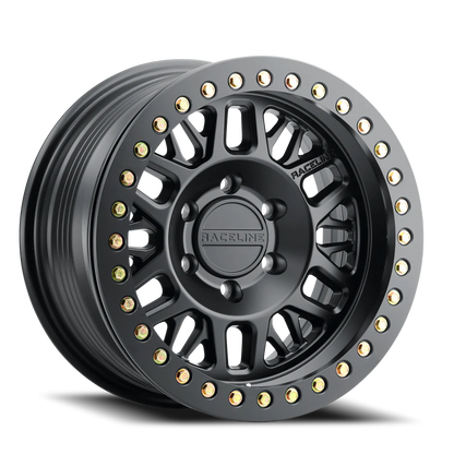 Aluminum 17x9 Ryno Cast Beadlock RT951B Satin Black Black Beadlock Ring Raceline Wheels