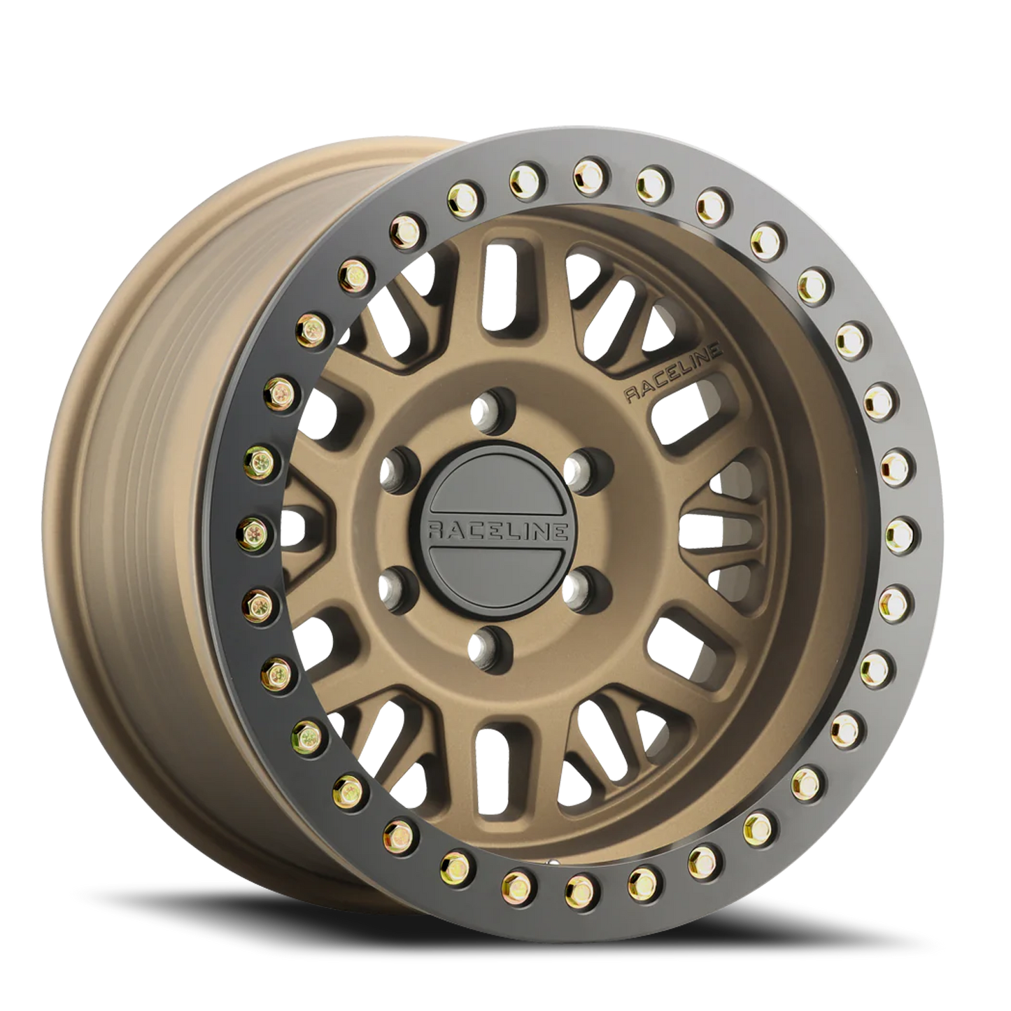 Raceline Wheels Aluminum Wheels 17x9 Ryno Cast Beadlock RT951BZ Textured Matte Bronze Black Beadlock Ring Raceline Wheels