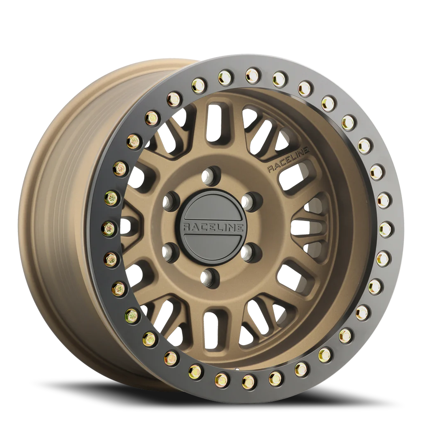 Raceline Wheels Aluminum Wheels 17x9 Ryno Cast Beadlock RT951BZ Textured Matte Bronze Black Beadlock Ring Raceline Wheels
