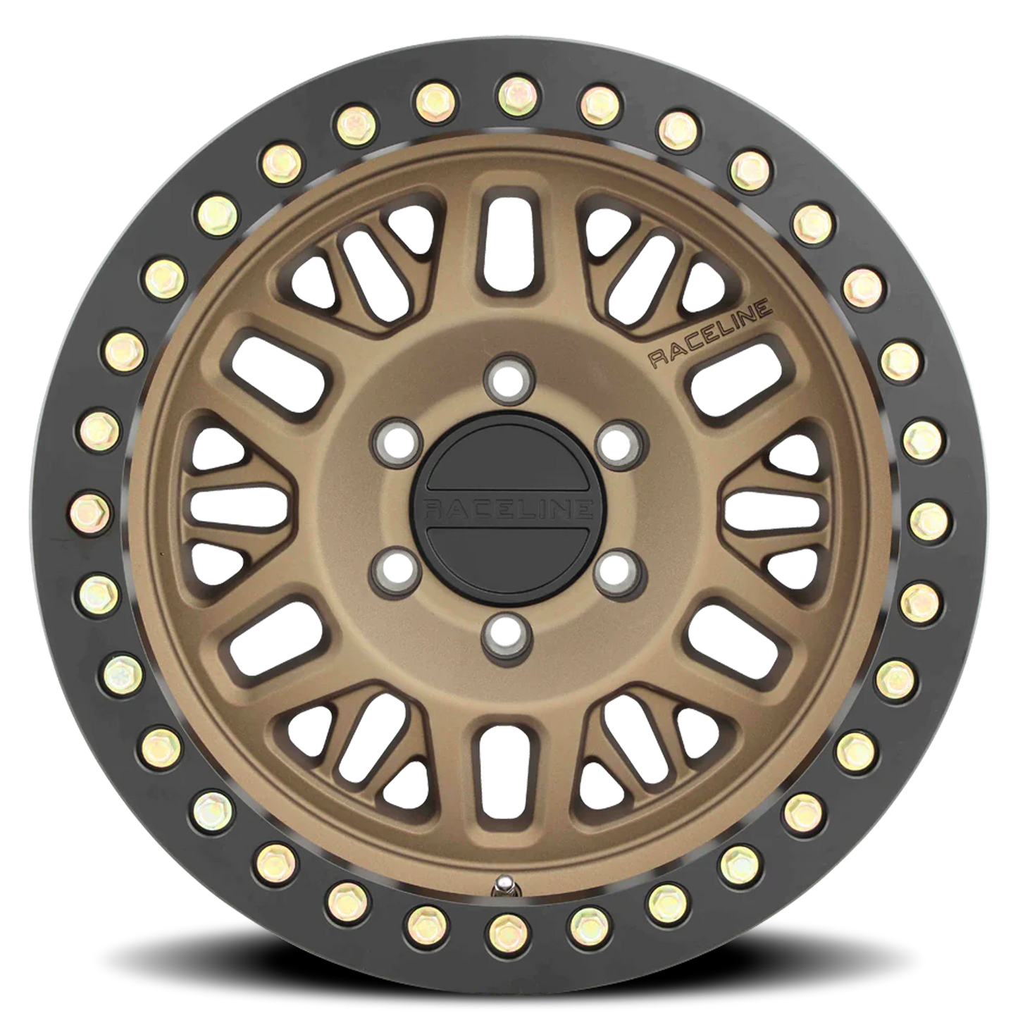Raceline Wheels Aluminum Wheels 17x9 Ryno Cast Beadlock RT951BZ Textured Matte Bronze Black Beadlock Ring Raceline Wheels