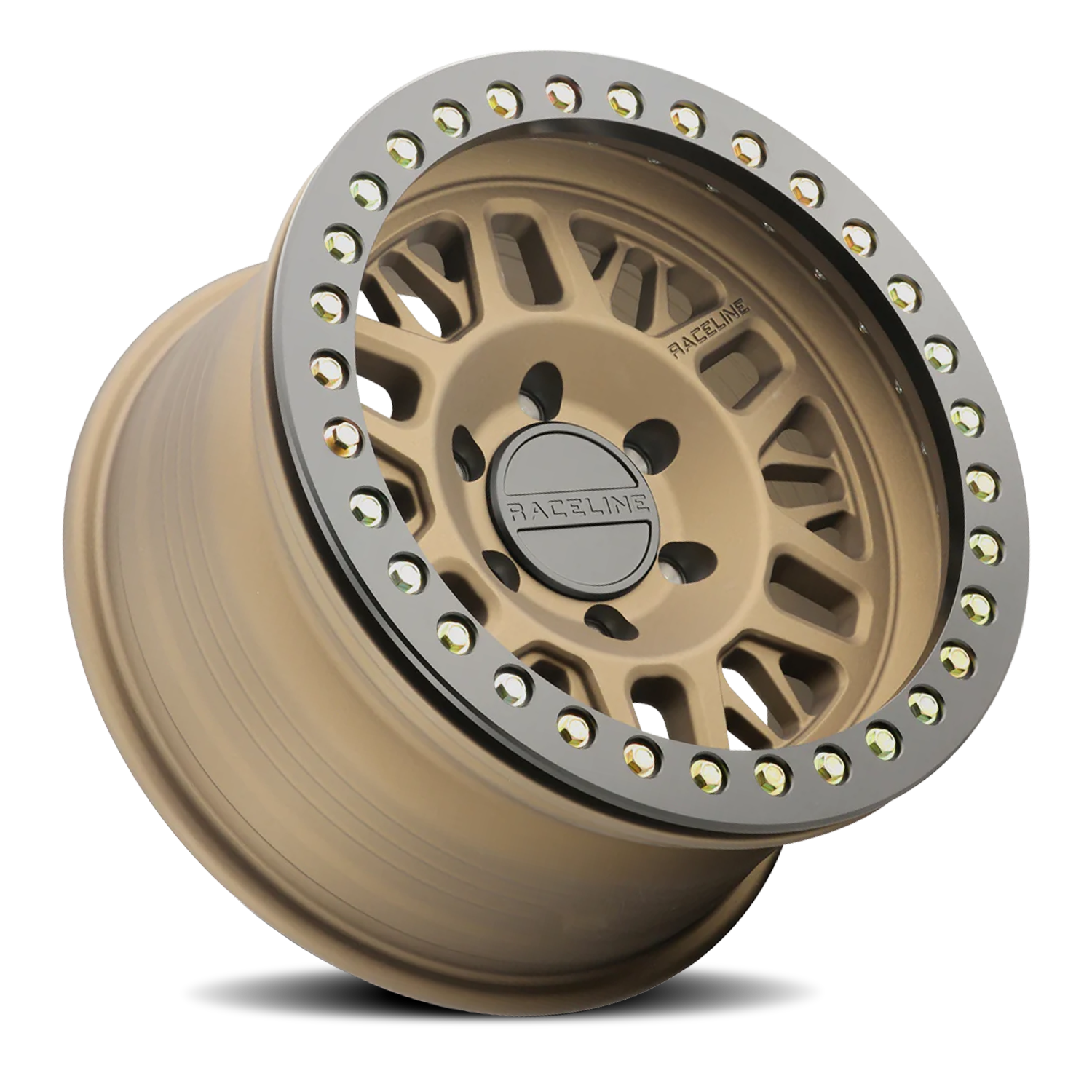 Raceline Wheels Aluminum Wheels 17x9 Ryno Cast Beadlock RT951BZ Textured Matte Bronze Black Beadlock Ring Raceline Wheels