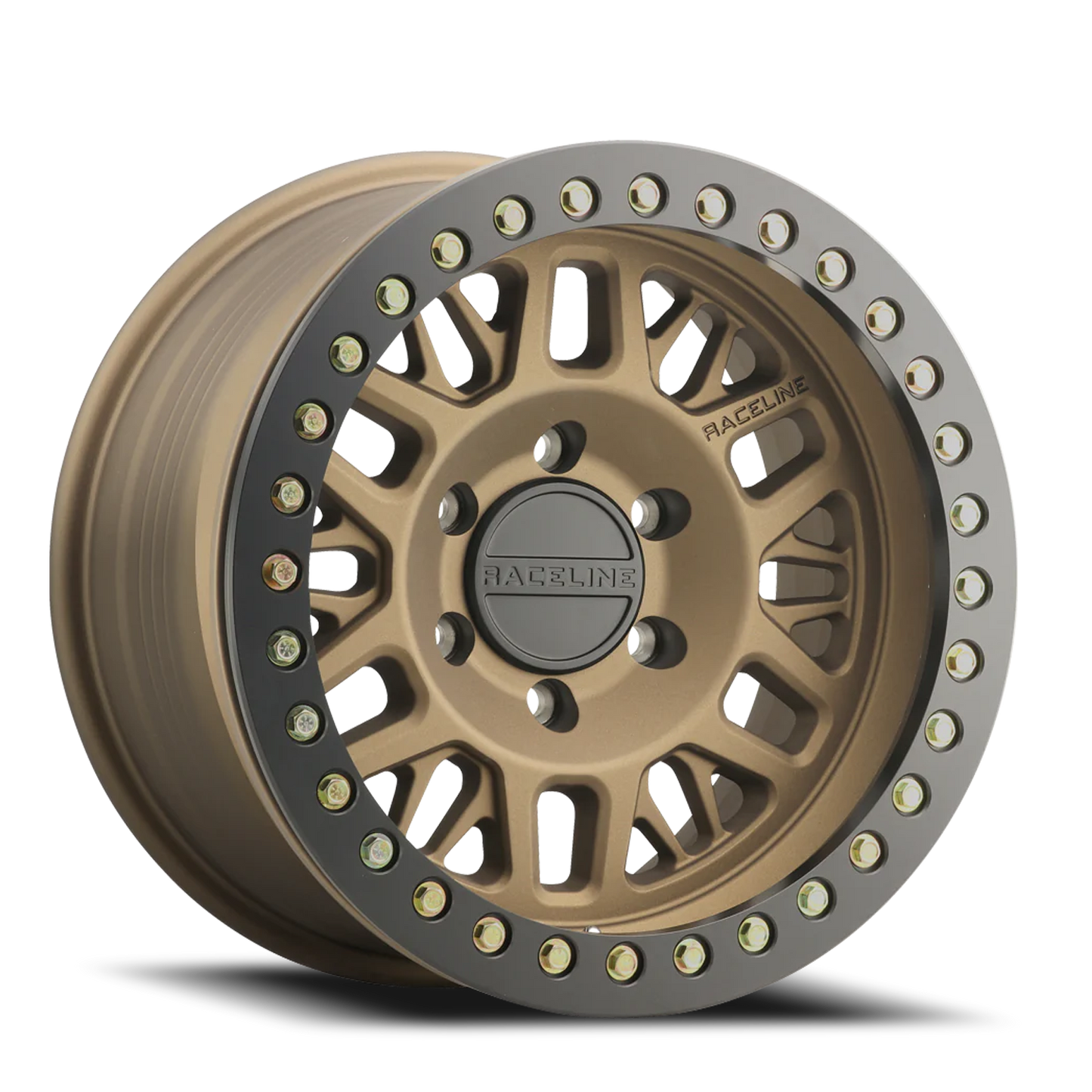 Raceline Wheels Aluminum Wheels 17x9 Ryno Cast Beadlock RT951BZ Textured Matte Bronze Black Beadlock Ring Raceline Wheels