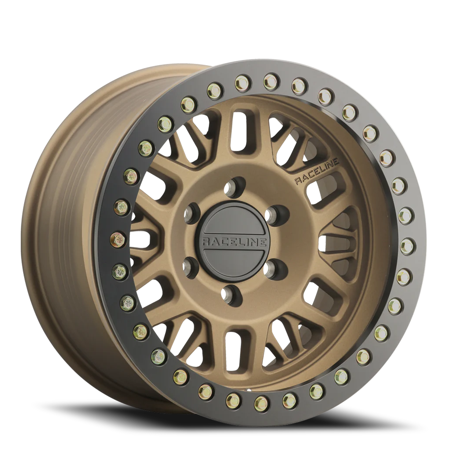 Raceline Wheels Aluminum Wheels 17x9 Ryno Cast Beadlock RT951BZ Textured Matte Bronze Black Beadlock Ring Raceline Wheels