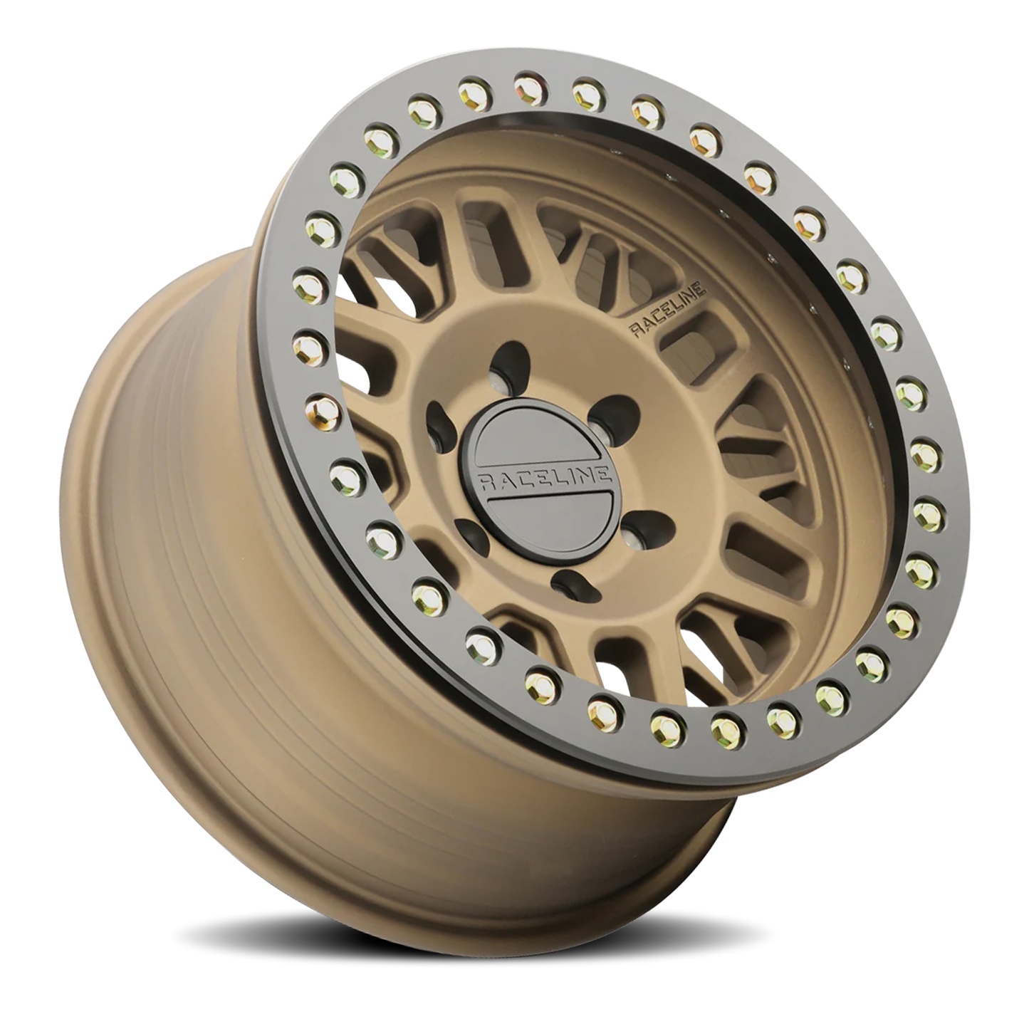 Raceline Wheels Aluminum Wheels 17x9 Ryno Cast Beadlock RT951BZ Textured Matte Bronze Black Beadlock Ring Raceline Wheels