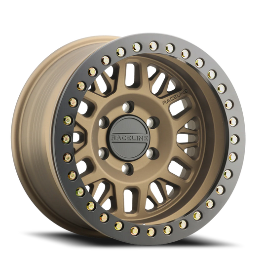 Raceline Wheels Aluminum Wheels 17x9 Ryno Cast Beadlock RT951BZ Textured Matte Bronze Black Beadlock Ring Raceline Wheels