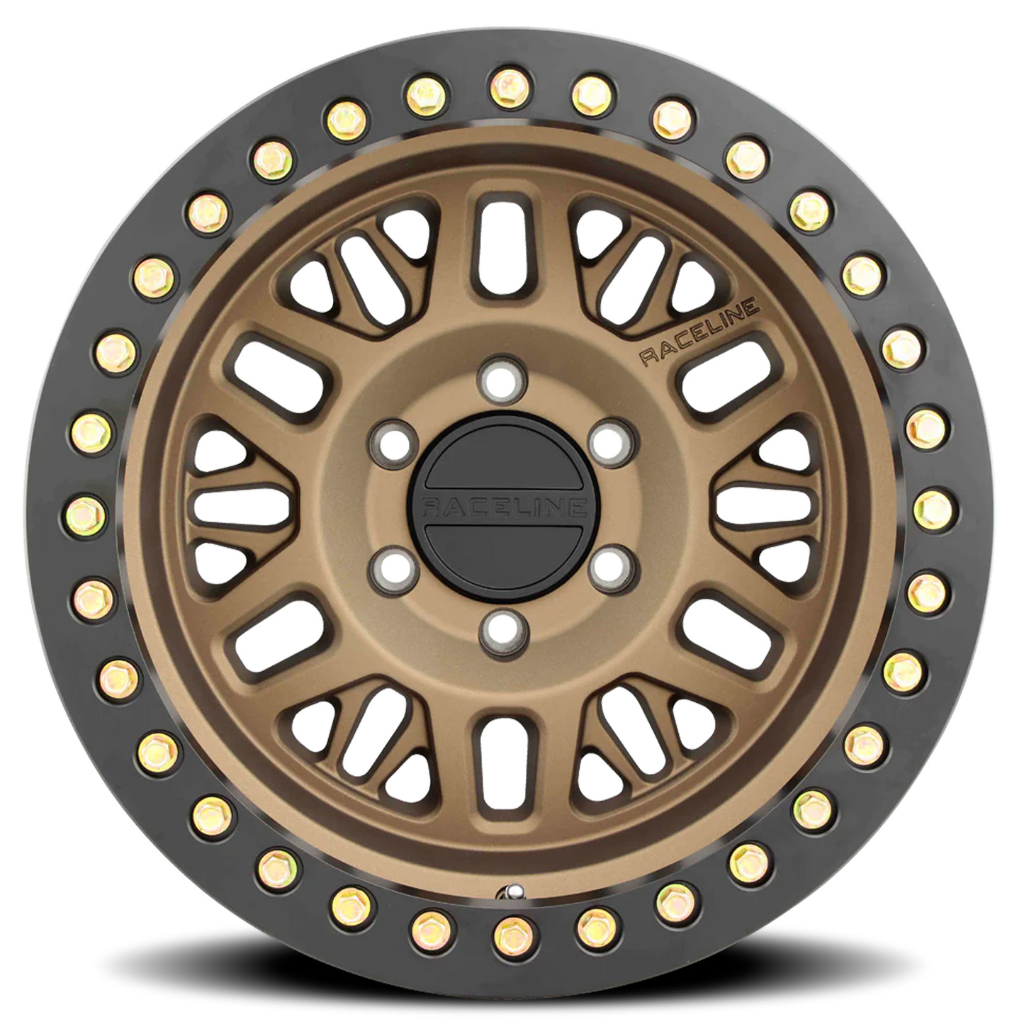 Raceline Wheels Aluminum Wheels 17x9 Ryno Cast Beadlock RT951BZ Textured Matte Bronze Black Beadlock Ring Raceline Wheels