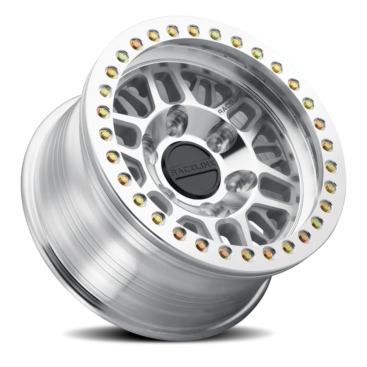 Raceline Wheels Aluminum Wheels 17x9 Ryno Cast Beadlock RT951M Silver Machined Beadlock Ring Machined Raceline Wheels