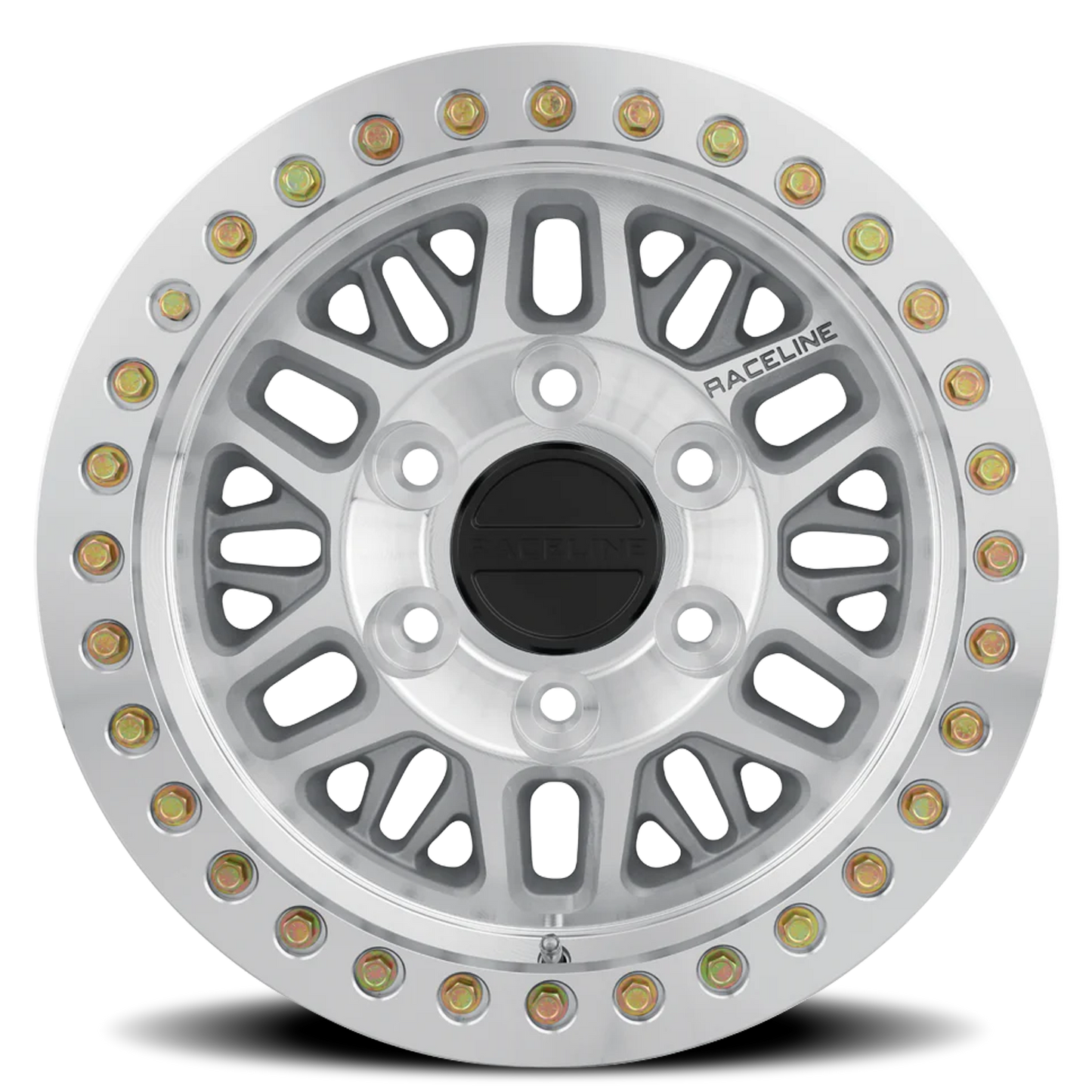 Raceline Wheels Aluminum Wheels 17x9 Ryno Cast Beadlock RT951M Silver Machined Beadlock Ring Machined Raceline Wheels