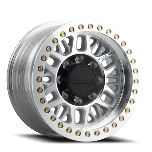 Raceline Wheels Aluminum Wheels 17x9 Ryno Cast Beadlock RT951M Silver Machined Beadlock Ring Machined Raceline Wheels