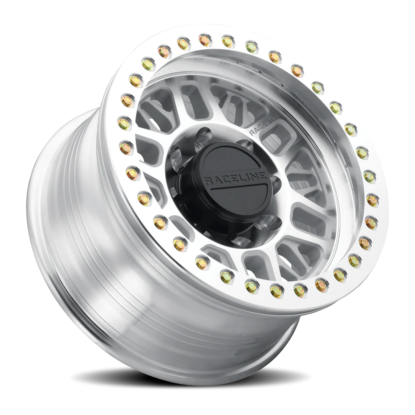 Raceline Wheels Aluminum Wheels 17x9 Ryno Cast Beadlock RT951M Silver Machined Beadlock Ring Machined Raceline Wheels