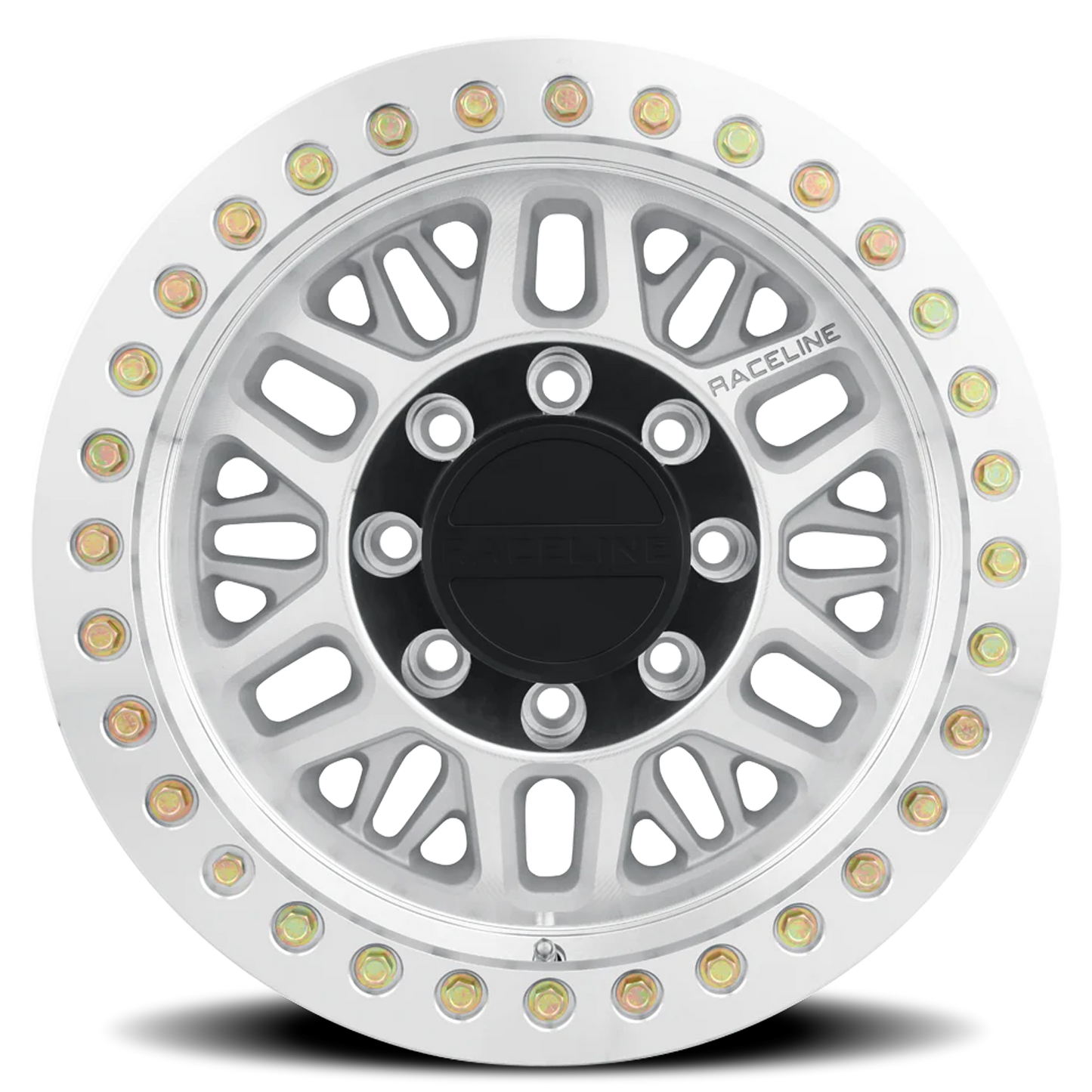 Raceline Wheels Aluminum Wheels 17x9 Ryno Cast Beadlock RT951M Silver Machined Beadlock Ring Machined Raceline Wheels