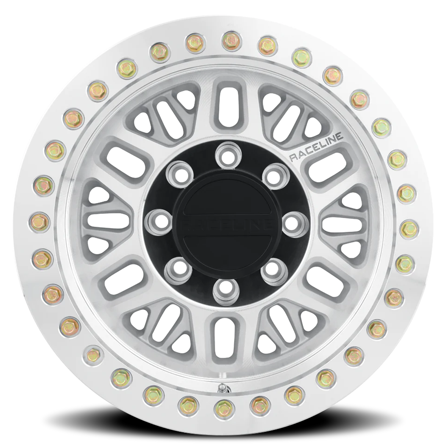 Raceline Wheels Aluminum Wheels 17x9 Ryno Cast Beadlock RT951M Silver Machined Beadlock Ring Machined Raceline Wheels