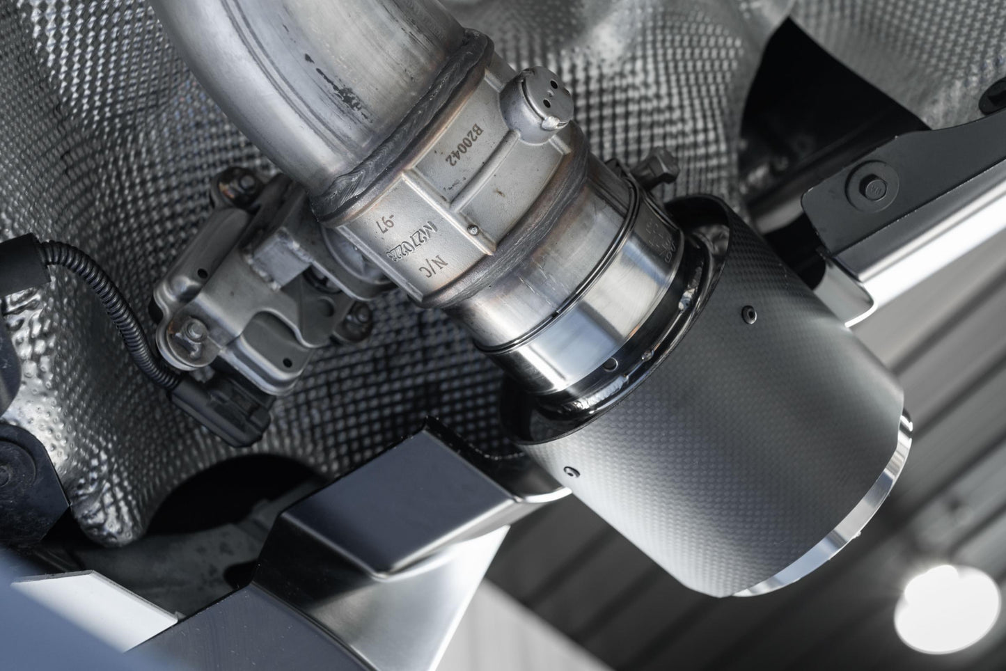 20-Up Toyota Supra T304 Stainless Steel 3 inch Cat Back Dual Rear with Carbon Fiber Tips MBRP-4