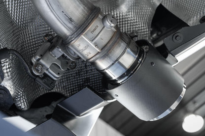20-Up Toyota Supra T304 Stainless Steel 3 inch Cat Back Dual Rear with Carbon Fiber Tips MBRP-4