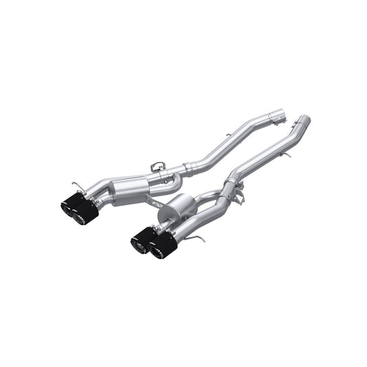 2021-Up BMW M4 G82 and M3 G80 T304 Stainless Steel 3 Inch Axle-Back Quad Rear Exit with Carbon Fiber Tips Armor Pro Series MBRP
