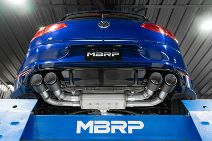 2015-21VW Golf R T304 Stainless Steel 3 inch Cat-Back Active Quad Rear Exit with Carbon Fiber Tips MBRP-3