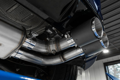 2015-21VW Golf R T304 Stainless Steel 3 inch Cat-Back Active Quad Rear Exit with Carbon Fiber Tips MBRP-5