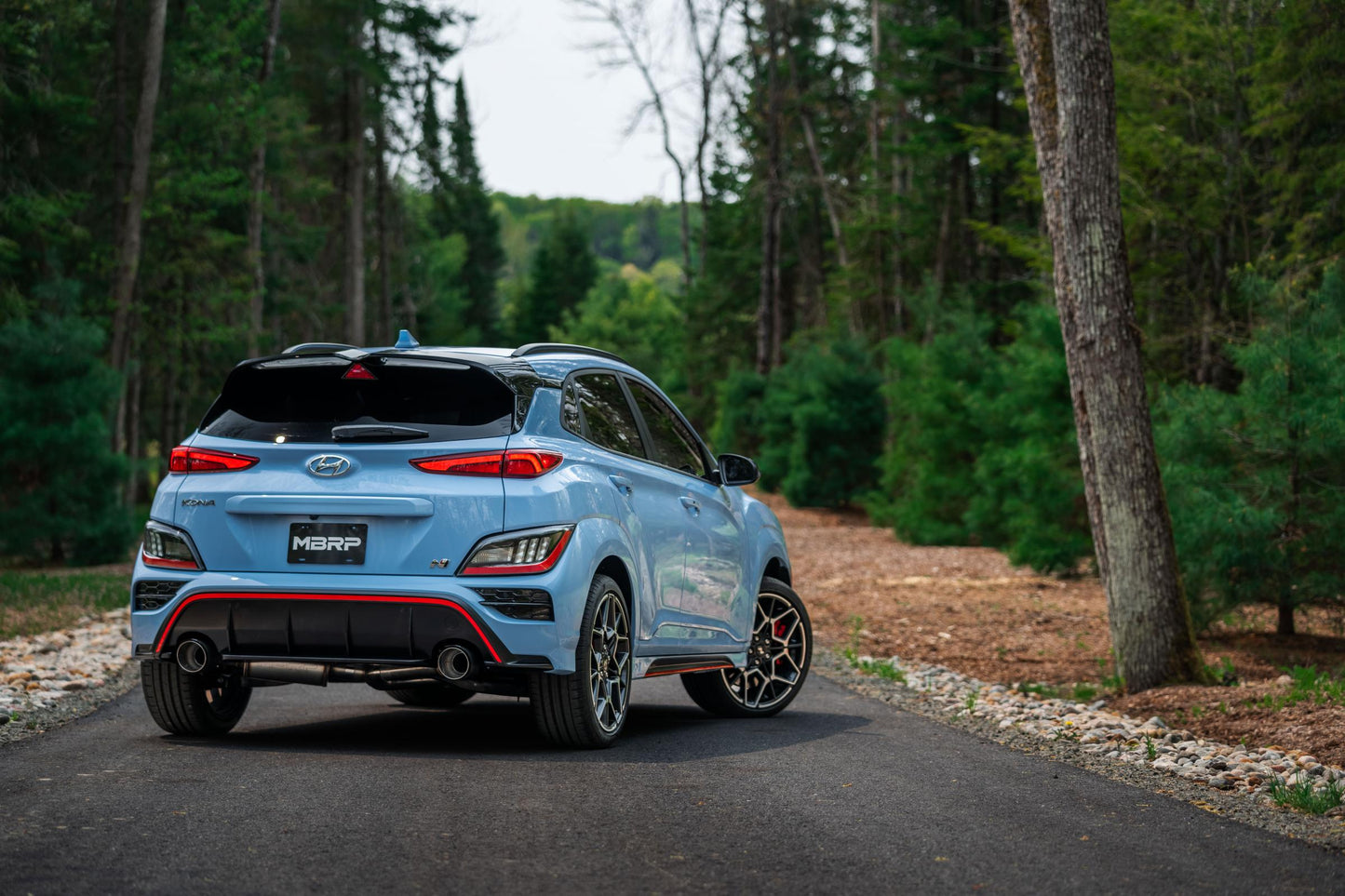 2022-2023 Hyundai Kona N 2.0L Turbo Armor Pro T304 Stainless Steel 3 Inch Cat-Back Dual Rear with Carbon Fiber Tips Active MBRP-7