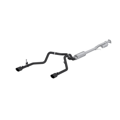 2019-Up Silverado/Sierra 1500 2.7L Armor BLK, Aluminized Steel 3 Inch Cat-Back, 2.5 Inch Dual Split Rear Exit MBRP