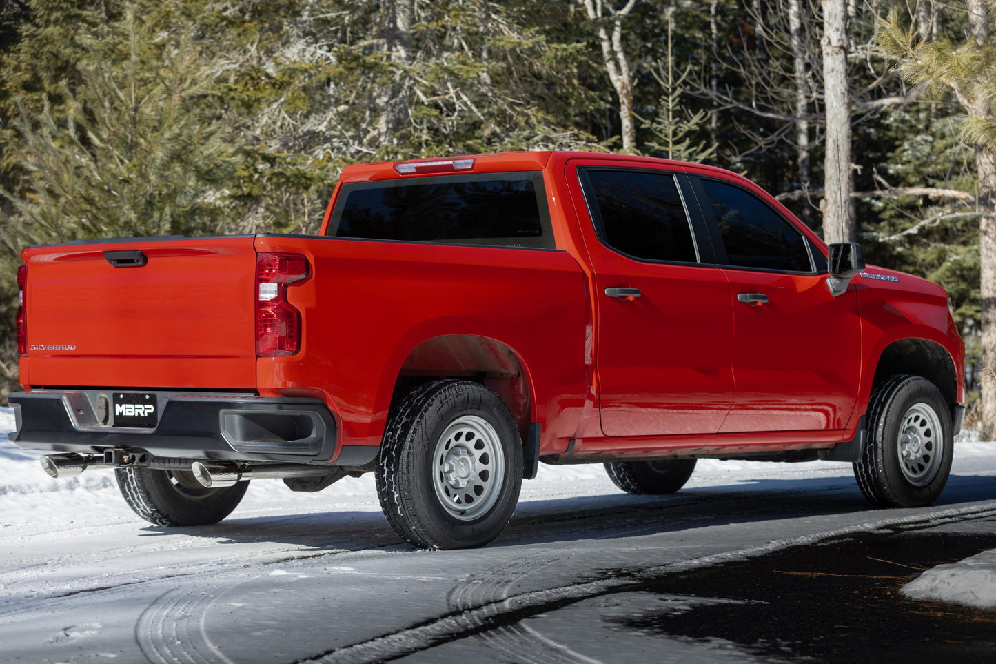 2019-Up Silverado/Sierra 1500 2.7L Armor BLK, Aluminized Steel 3 Inch Cat-Back, 2.5 Inch Dual Split Rear Exit MBRP-2