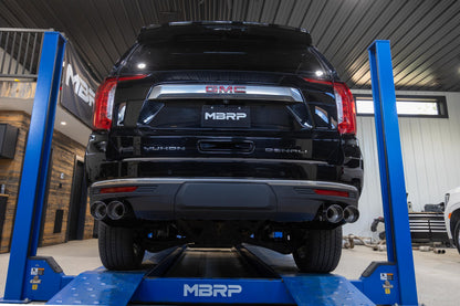 21-Present Chevrolet/GMC Tahoe/Yukon 3 Inch Cat Back Dual Split Rear Exhaust System, Armor Pro T304SS with Quad Carbon Fiber Tips MBRP-6